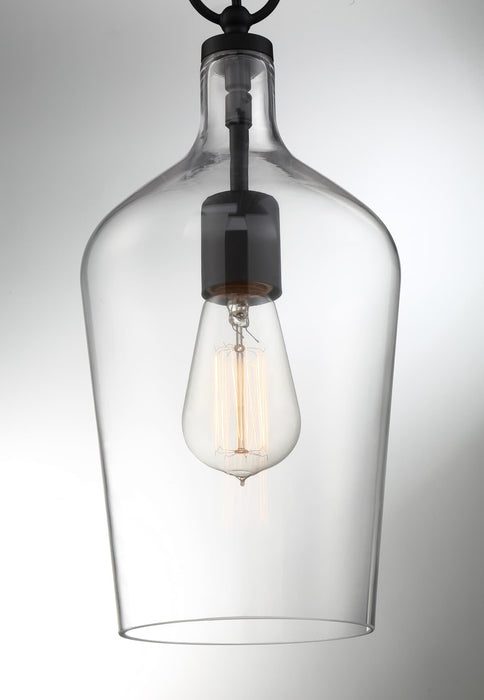 Pendant Nuvo 60-6749 Hartley - 1 Light - Pendant Fixture - Matte Black Finish with Clear Glass Nuvo