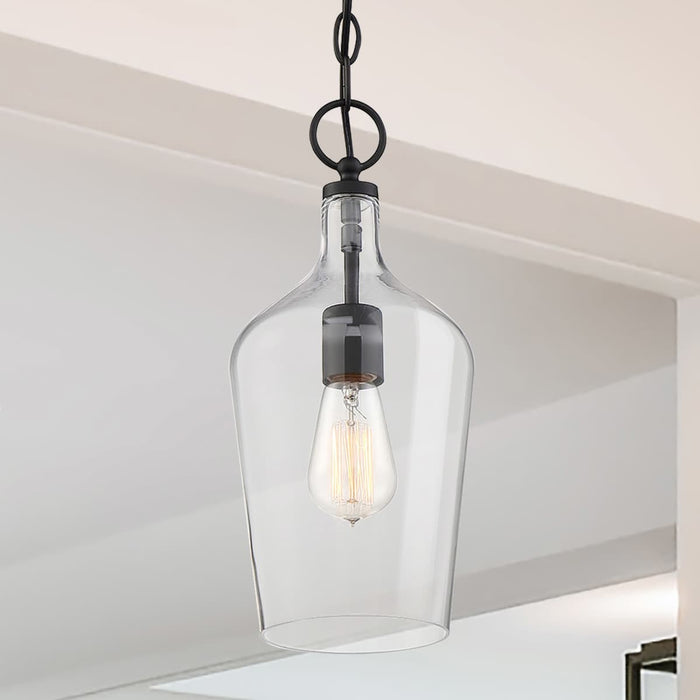 Pendant Nuvo 60-6749 Hartley - 1 Light - Pendant Fixture - Matte Black Finish with Clear Glass Nuvo