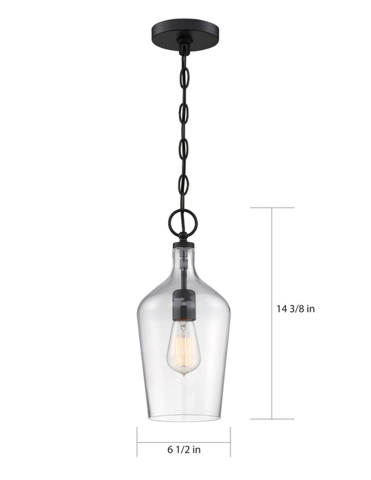 Pendant Nuvo 60-6749 Hartley - 1 Light - Pendant Fixture - Matte Black Finish with Clear Glass Nuvo