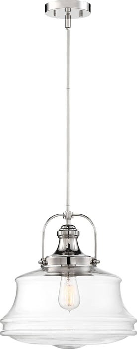 Pendant Nuvo 60-6758 Basel - 1 Light - Pendant Fixture - Polished Nickel Finish with Clear Glass Nuvo