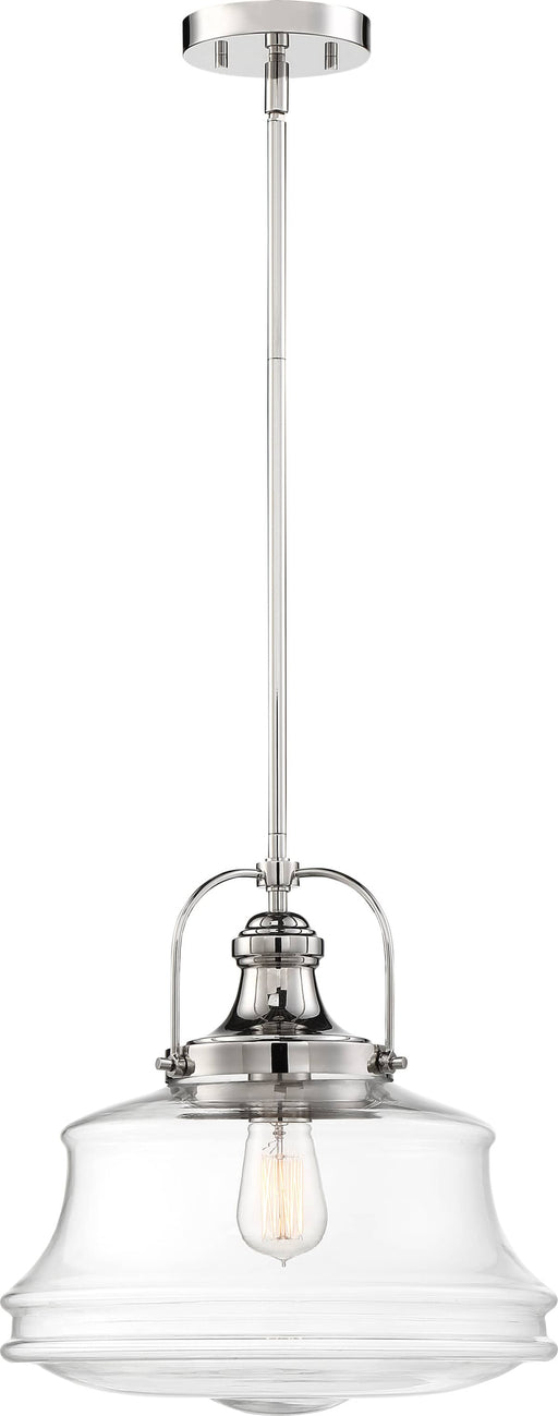 Pendant Nuvo 60-6758 Basel - 1 Light - Pendant Fixture - Polished Nickel Finish with Clear Glass Nuvo