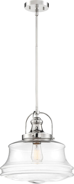 Pendant Nuvo 60-6758 Basel - 1 Light - Pendant Fixture - Polished Nickel Finish with Clear Glass Nuvo