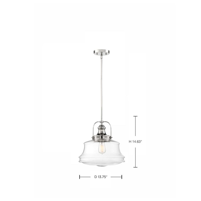 Pendant Nuvo 60-6758 Basel - 1 Light - Pendant Fixture - Polished Nickel Finish with Clear Glass Nuvo