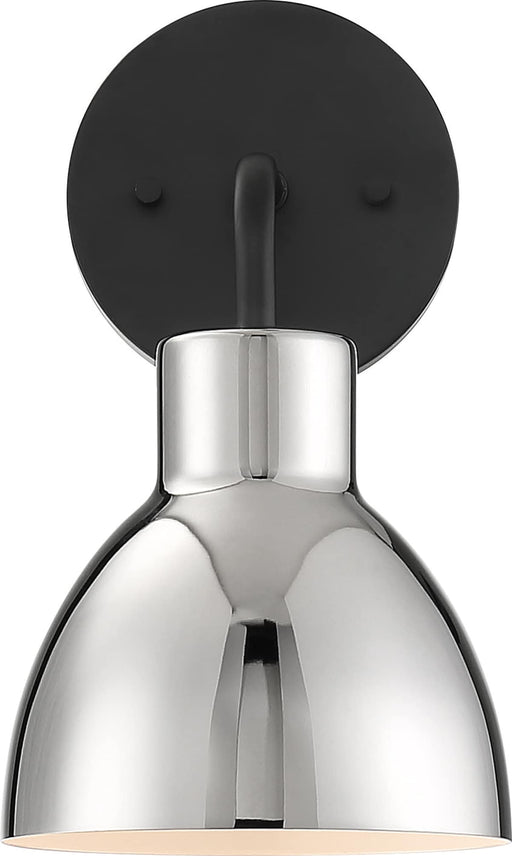 Vanity Nuvo 60-6771 Sloan - 1 Light - Vanity - Matte Black Finish with Polished Nickel Shade Nuvo