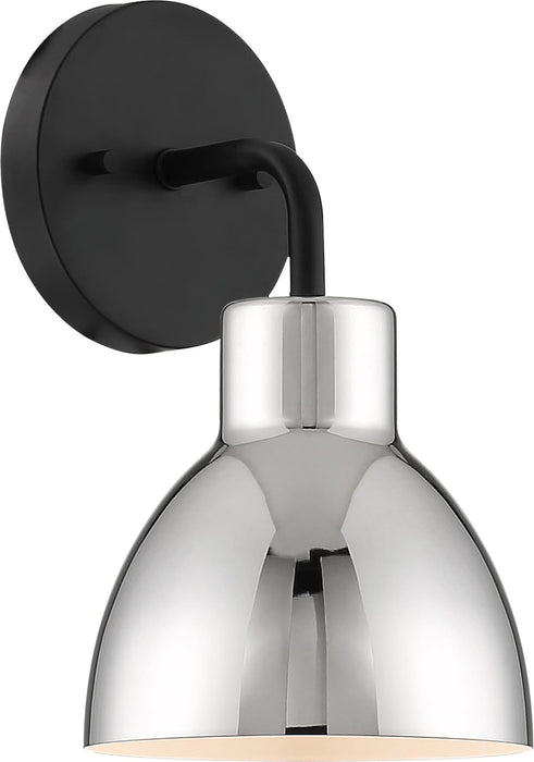Vanity Nuvo 60-6771 Sloan - 1 Light - Vanity - Matte Black Finish with Polished Nickel Shade Nuvo