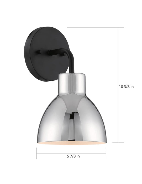 Vanity Nuvo 60-6771 Sloan - 1 Light - Vanity - Matte Black Finish with Polished Nickel Shade Nuvo