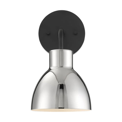 Vanity Nuvo 60-6771 Sloan - 1 Light - Vanity - Matte Black Finish with Polished Nickel Shade Nuvo