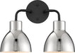 Vanity Nuvo 60-6772 Sloan - 2 Light - Vanity - Matte Black Finish with Polished Nickel Shade Nuvo