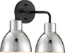 Vanity Nuvo 60-6772 Sloan - 2 Light - Vanity - Matte Black Finish with Polished Nickel Shade Nuvo