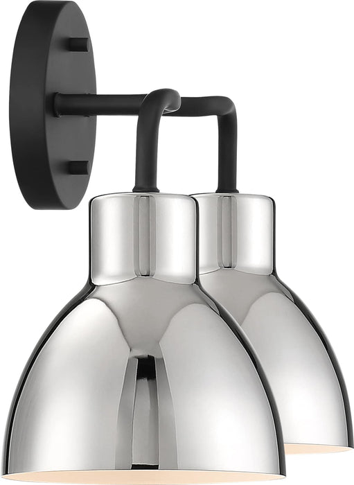 Vanity Nuvo 60-6772 Sloan - 2 Light - Vanity - Matte Black Finish with Polished Nickel Shade Nuvo