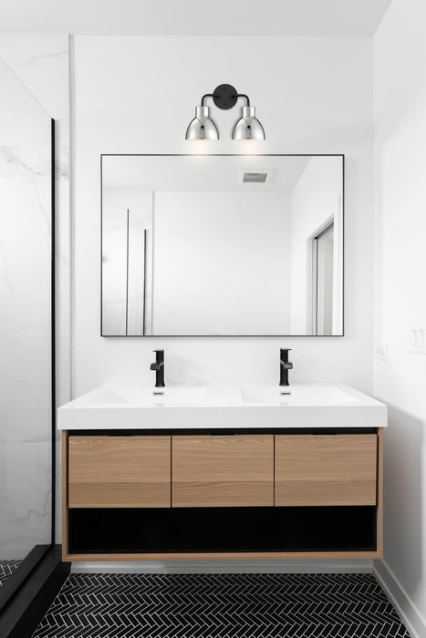 Vanity Nuvo 60-6772 Sloan - 2 Light - Vanity - Matte Black Finish with Polished Nickel Shade Nuvo