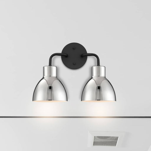 Vanity Nuvo 60-6772 Sloan - 2 Light - Vanity - Matte Black Finish with Polished Nickel Shade Nuvo