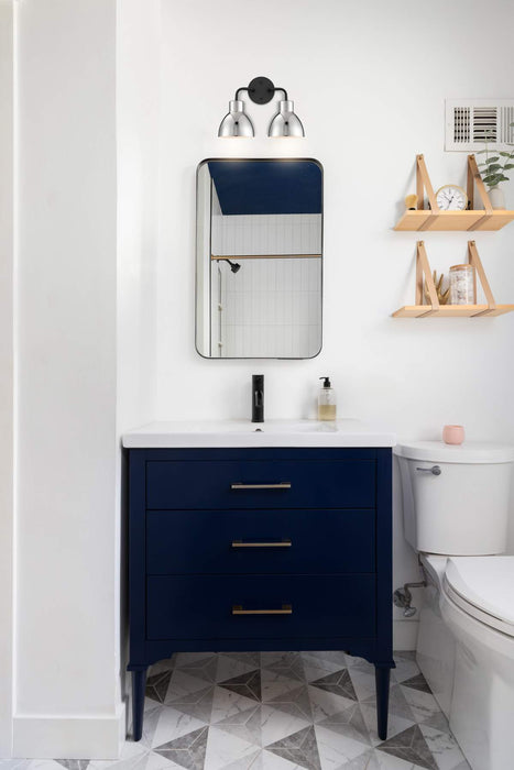 Vanity Nuvo 60-6772 Sloan - 2 Light - Vanity - Matte Black Finish with Polished Nickel Shade Nuvo