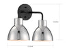 Vanity Nuvo 60-6772 Sloan - 2 Light - Vanity - Matte Black Finish with Polished Nickel Shade Nuvo