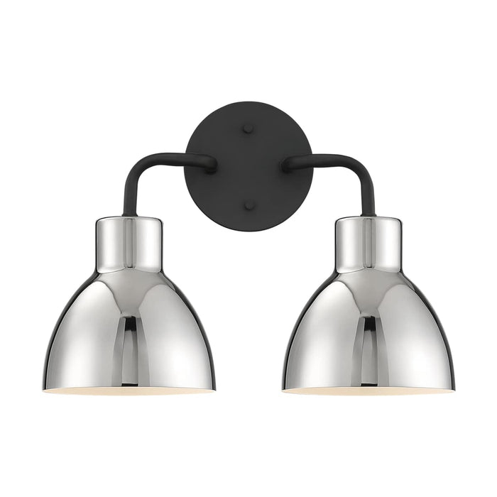 Vanity Nuvo 60-6772 Sloan - 2 Light - Vanity - Matte Black Finish with Polished Nickel Shade Nuvo