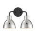 Vanity Nuvo 60-6772 Sloan - 2 Light - Vanity - Matte Black Finish with Polished Nickel Shade Nuvo