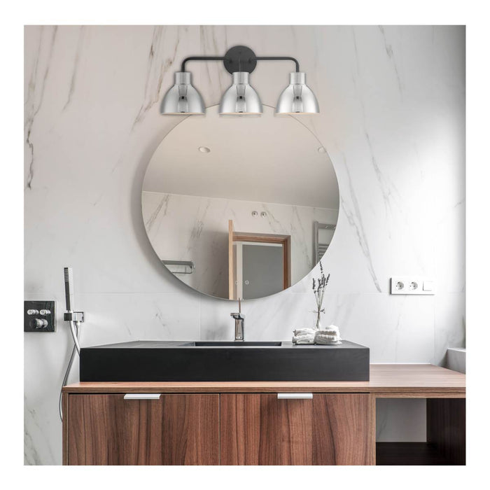 Vanity Nuvo 60-6773 Sloan - 3 Light - Vanity - Matte Black Finish with Polished Nickel Shade Nuvo