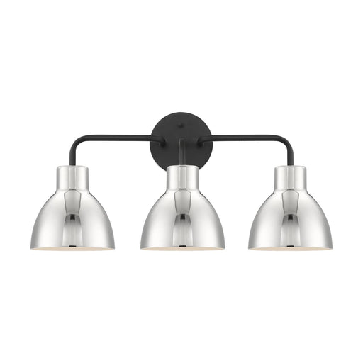 Vanity Nuvo 60-6773 Sloan - 3 Light - Vanity - Matte Black Finish with Polished Nickel Shade Nuvo