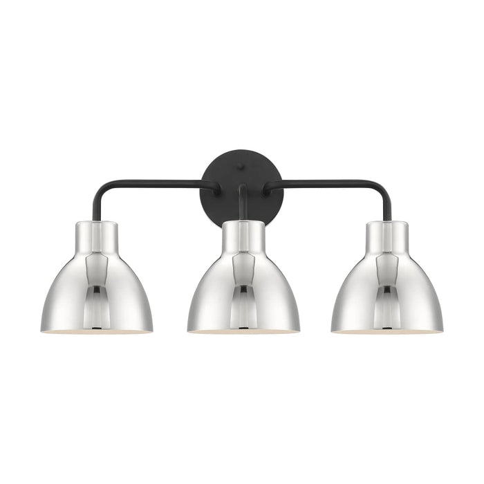 Vanity Nuvo 60-6773 Sloan - 3 Light - Vanity - Matte Black Finish with Polished Nickel Shade Nuvo