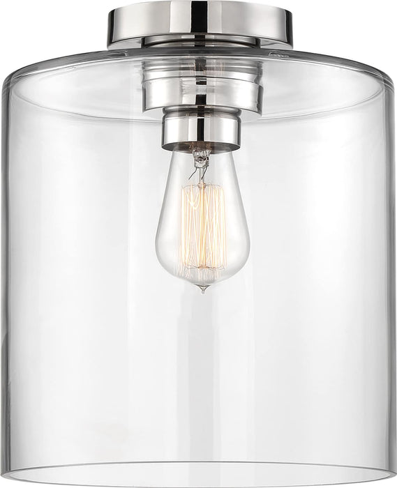 Semi Flush Nuvo 60-6778 Chantecleer - 1 Light - Semi-Flush Fixture - Polished Nickel Finish with Clear Glass Nuvo