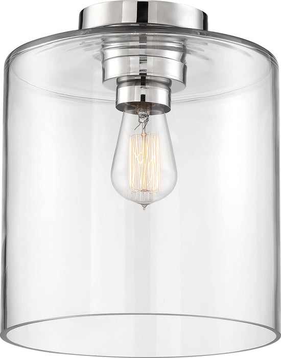 Semi Flush Nuvo 60-6778 Chantecleer - 1 Light - Semi-Flush Fixture - Polished Nickel Finish with Clear Glass Nuvo