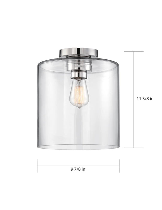 Semi Flush Nuvo 60-6778 Chantecleer - 1 Light - Semi-Flush Fixture - Polished Nickel Finish with Clear Glass Nuvo