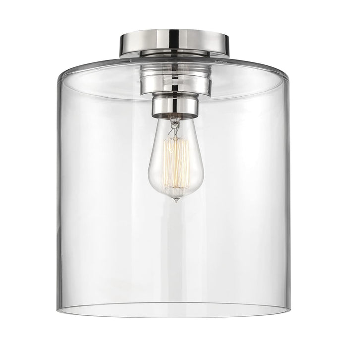 Semi Flush Nuvo 60-6778 Chantecleer - 1 Light - Semi-Flush Fixture - Polished Nickel Finish with Clear Glass Nuvo