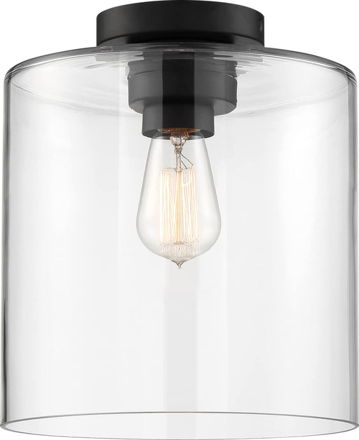 Semi Flush Nuvo 60-6779 Chantecleer - 1 Light - Semi-Flush Fixture - Matte Black Finish with Clear Glass Nuvo