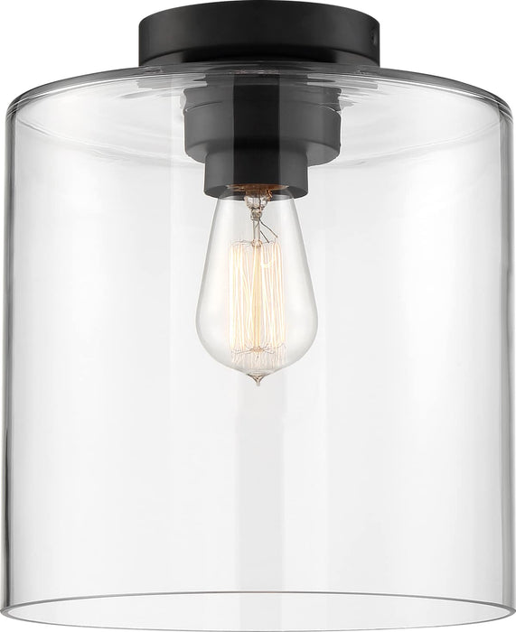 Semi Flush Nuvo 60-6779 Chantecleer - 1 Light - Semi-Flush Fixture - Matte Black Finish with Clear Glass Nuvo