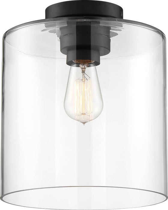 Semi Flush Nuvo 60-6779 Chantecleer - 1 Light - Semi-Flush Fixture - Matte Black Finish with Clear Glass Nuvo