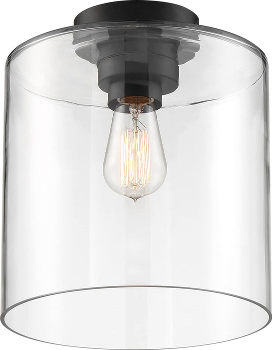 Semi Flush Nuvo 60-6779 Chantecleer - 1 Light - Semi-Flush Fixture - Matte Black Finish with Clear Glass Nuvo