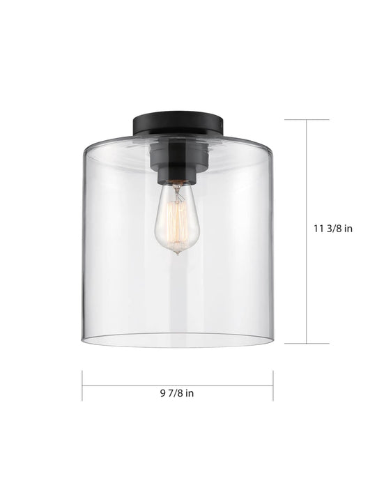 Semi Flush Nuvo 60-6779 Chantecleer - 1 Light - Semi-Flush Fixture - Matte Black Finish with Clear Glass Nuvo