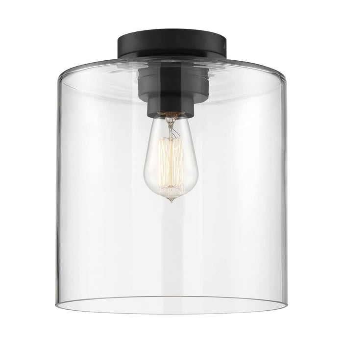 Semi Flush Nuvo 60-6779 Chantecleer - 1 Light - Semi-Flush Fixture - Matte Black Finish with Clear Glass Nuvo