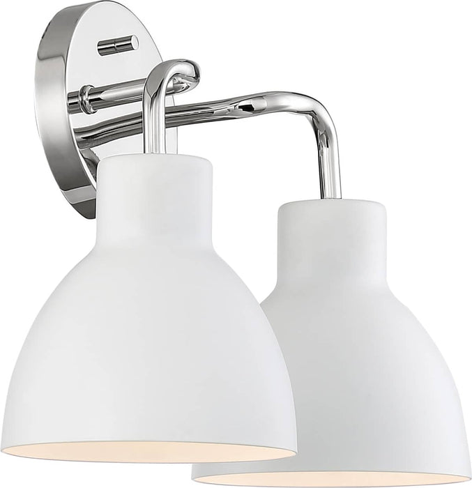 Vanity Nuvo 60-6782 Sloan - 2 Light - Vanity - Polished Nickel Finish with Matte White Shade Nuvo