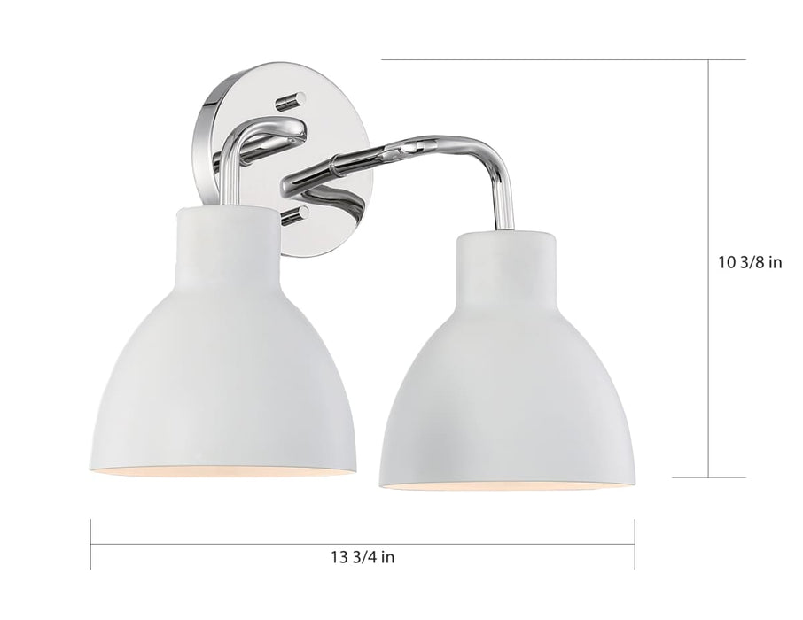 Vanity Nuvo 60-6782 Sloan - 2 Light - Vanity - Polished Nickel Finish with Matte White Shade Nuvo