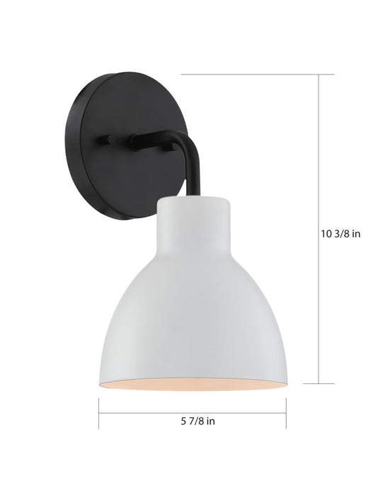 Vanity Nuvo 60-6784 Sloan - 1 Light - Vanity - Matte Black Finish with White Shade Nuvo