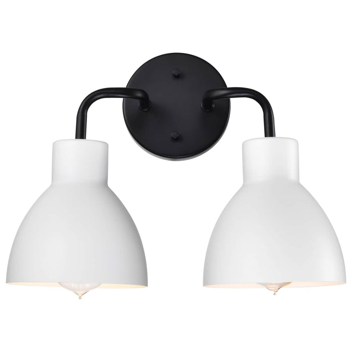 Vanity Nuvo 60-6785 Sloan - 2 Light - Vanity - Matte Black Finish with White Shade Nuvo