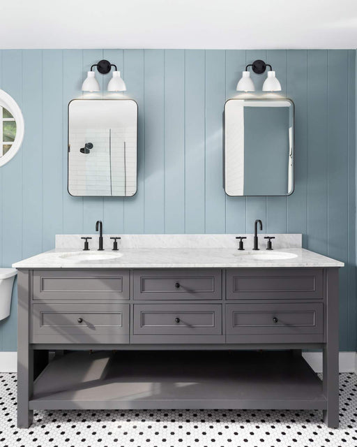 Vanity Nuvo 60-6785 Sloan - 2 Light - Vanity - Matte Black Finish with White Shade Nuvo