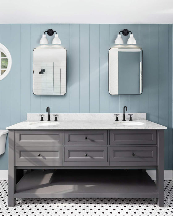 Vanity Nuvo 60-6785 Sloan - 2 Light - Vanity - Matte Black Finish with White Shade Nuvo