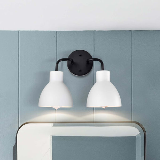 Vanity Nuvo 60-6785 Sloan - 2 Light - Vanity - Matte Black Finish with White Shade Nuvo