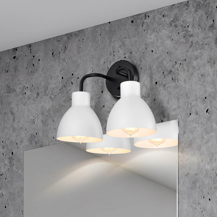 Vanity Nuvo 60-6785 Sloan - 2 Light - Vanity - Matte Black Finish with White Shade Nuvo