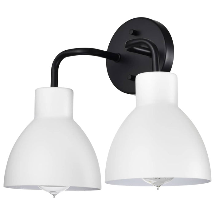 Vanity Nuvo 60-6785 Sloan - 2 Light - Vanity - Matte Black Finish with White Shade Nuvo