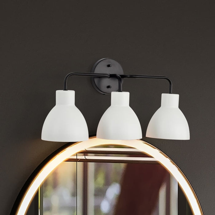 Vanity Nuvo 60-6786 Sloan - 3 Light - Vanity - Matte Black Finish with White Shade Nuvo