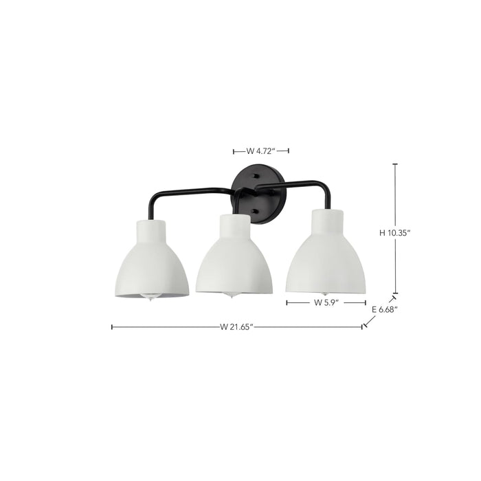 Vanity Nuvo 60-6786 Sloan - 3 Light - Vanity - Matte Black Finish with White Shade Nuvo
