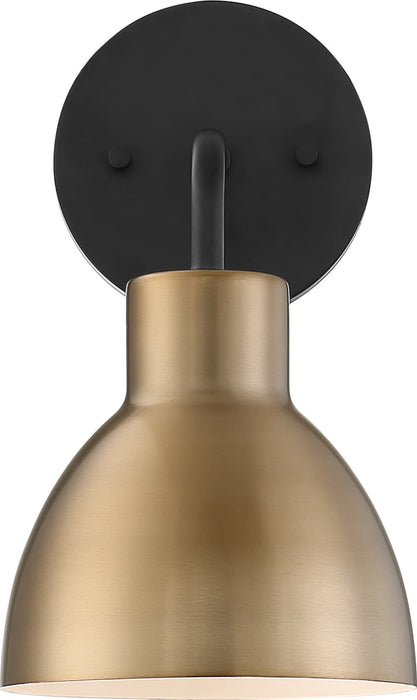 Vanity Nuvo 60-6791 Sloan - 1 Light - Vanity - Matte Black and Burnished Brass Finish Nuvo