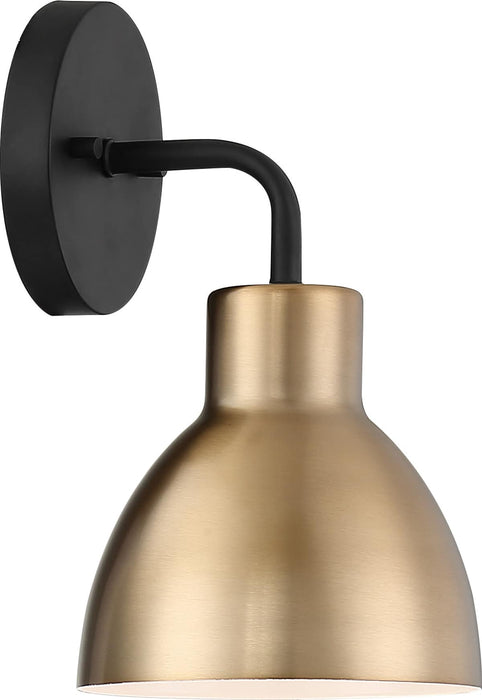Vanity Nuvo 60-6791 Sloan - 1 Light - Vanity - Matte Black and Burnished Brass Finish Nuvo