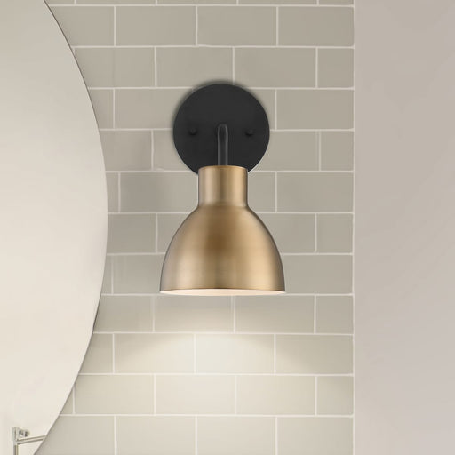 Vanity Nuvo 60-6791 Sloan - 1 Light - Vanity - Matte Black and Burnished Brass Finish Nuvo