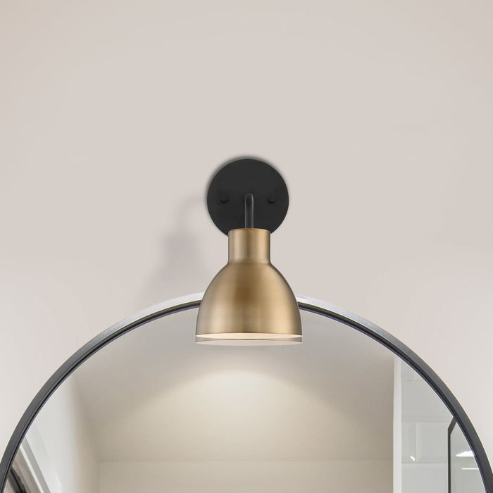 Vanity Nuvo 60-6791 Sloan - 1 Light - Vanity - Matte Black and Burnished Brass Finish Nuvo