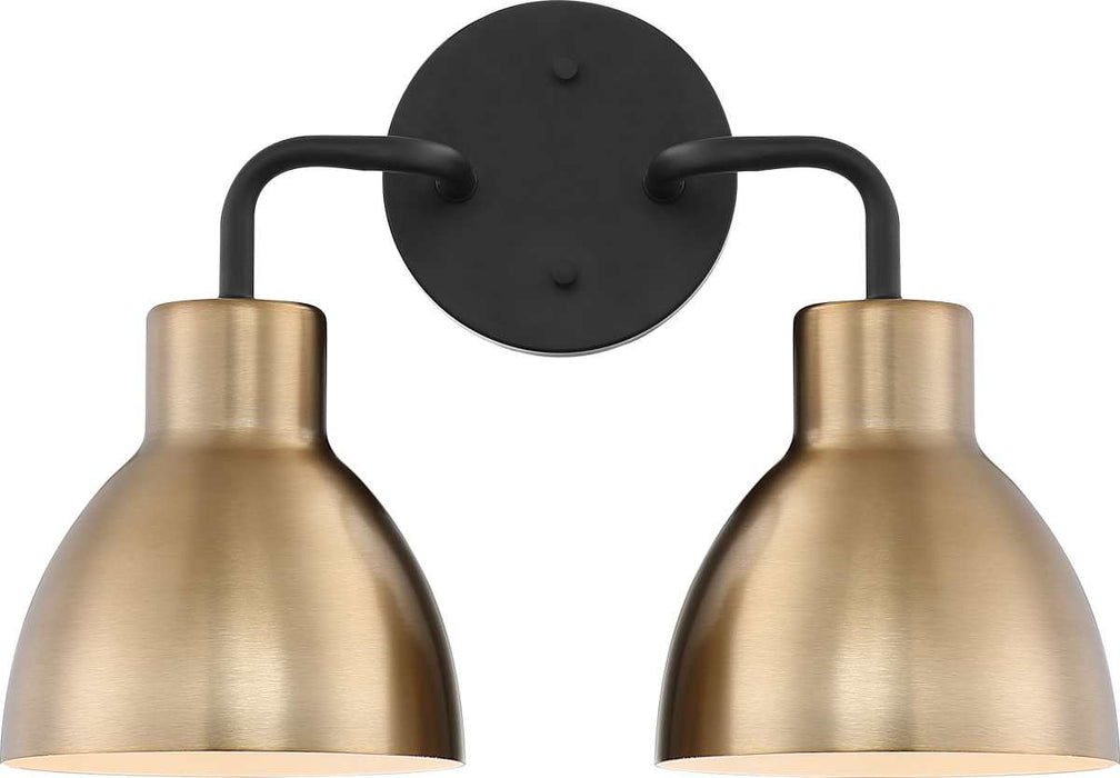 Vanity Nuvo 60-6792 Sloan - 2 Light - Vanity - Matte Black and Burnished Brass Finish Nuvo