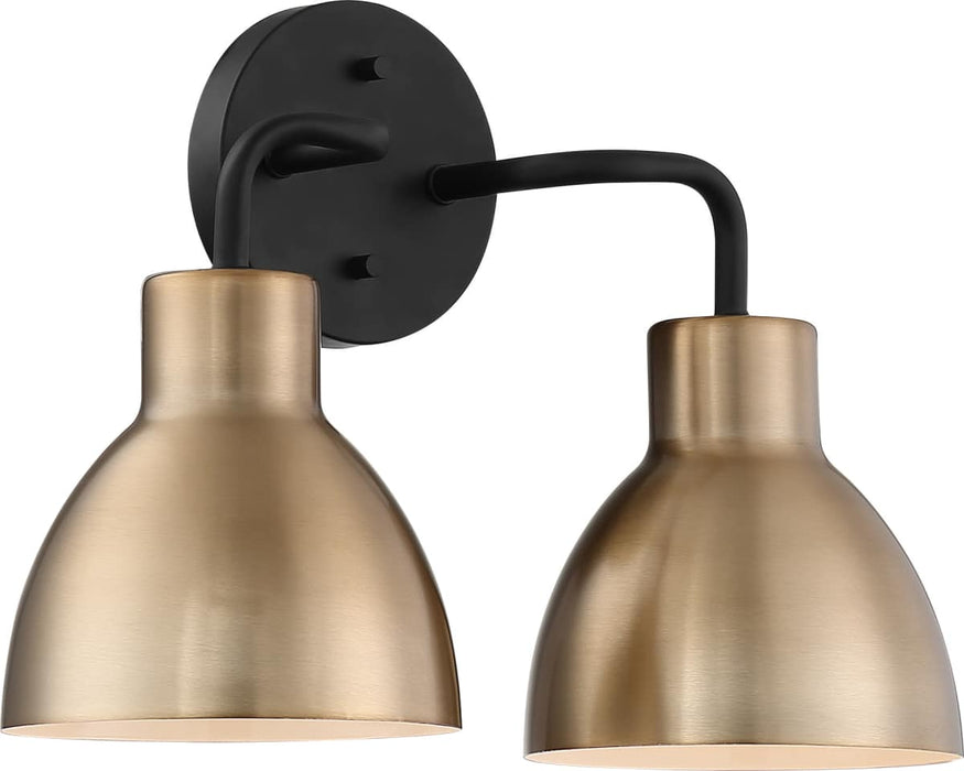 Vanity Nuvo 60-6792 Sloan - 2 Light - Vanity - Matte Black and Burnished Brass Finish Nuvo